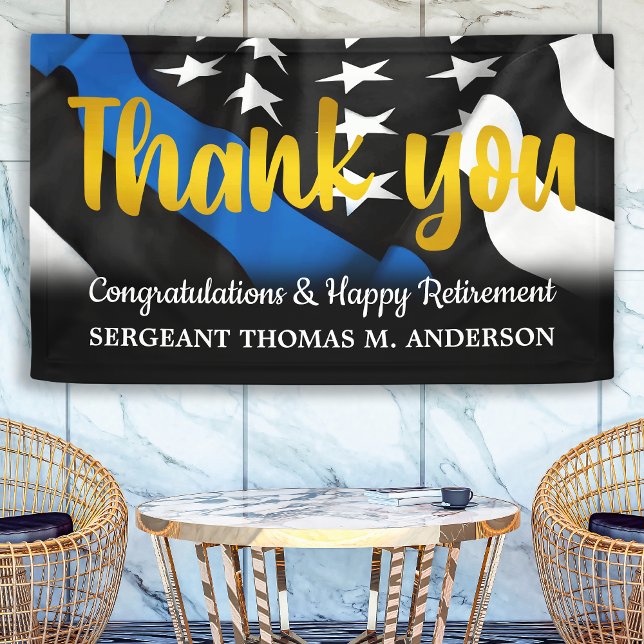 Police Retirement Blue Gold Script Law Enforcement Banner (Creator Uploaded)