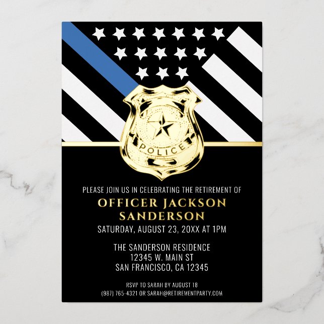 Police Retirement Blue Line Flag Law Enforcement (Front)