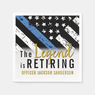 Police Retirement Blue Line Flag Law Enforcement Napkin