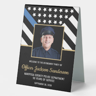 Police Retirement Blue Line Flag Photo Welcome