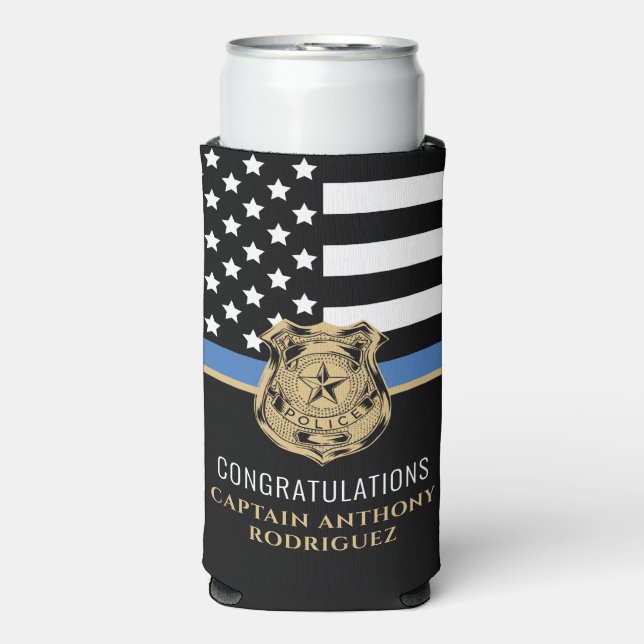 Police Retirement Blue Line Law Enforcement Seltzer Can Cooler (Seltzer Front)