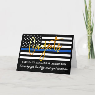 Police Retirement Gold Script Congratulations Card