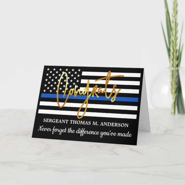 Police Retirement Gold Script Congratulations Card (Front)