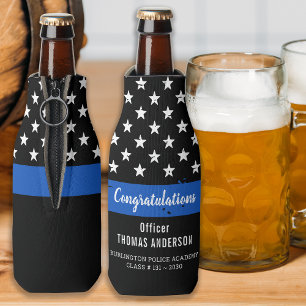 Police Retirement Graduation Party Thin Blue Line Bottle Cooler