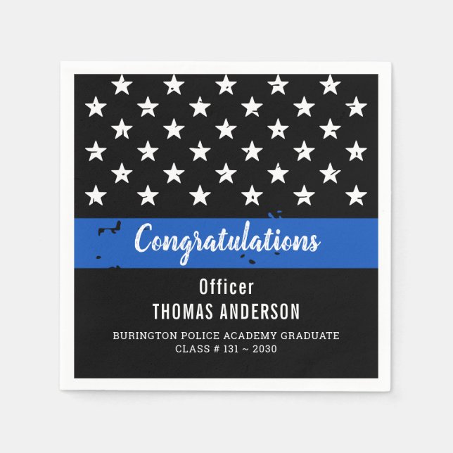 Police Retirement Graduation Party Thin Blue Line Napkin (Front)