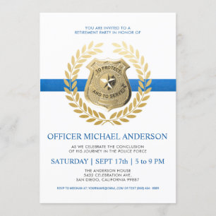 Police Retirement Invitations   Police Badge