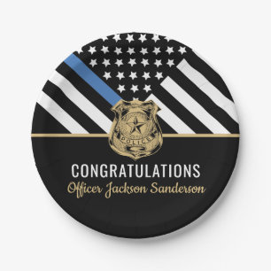 Police Retirement Law Enforcement Captain Sheriff Paper Plate