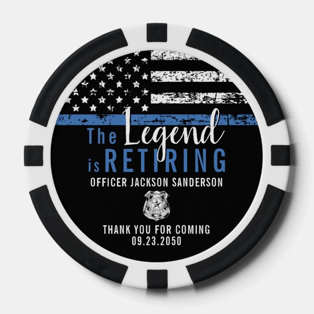 Police Retirement Law Enforcement Officer Flag Poker Chips (Front)