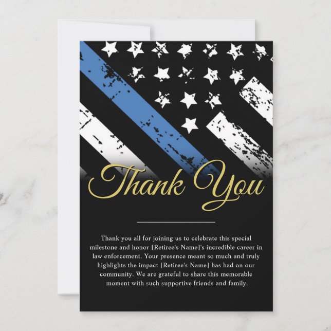 Police Retirement Law Enforcement Thank You Card (Front)