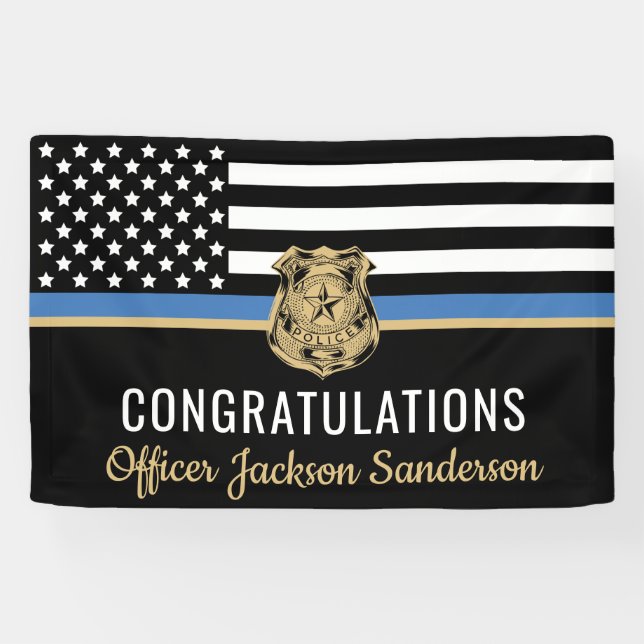 Police Retirement Law Enforcement Thin Blue Line Banner (Horizontal)