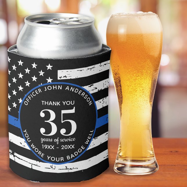 Police Retirement Law Enforcement Thin Blue Line Can Cooler (Creator Uploaded)