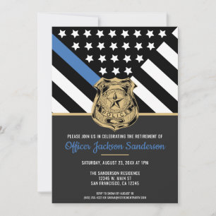 Police Retirement Law Enforcement Thin Blue Line Invitation