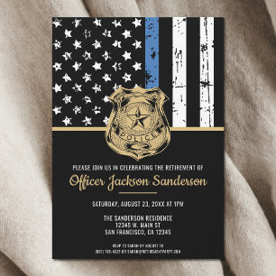 Police Retirement Law Enforcement Thin Blue Line Invitation
