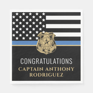 Police Retirement Law Enforcement Thin Blue Line Napkin