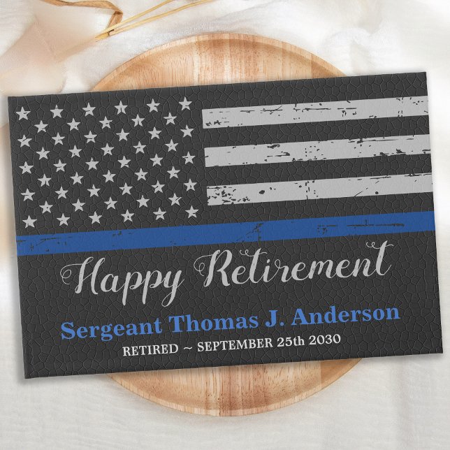 Police Retirement Leather Thin Blue Line Party Guest Book (Creator Uploaded)