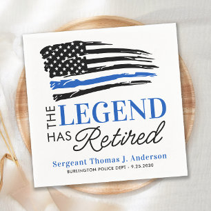 Police Retirement Legend Retired Thin Blue Line Napkin