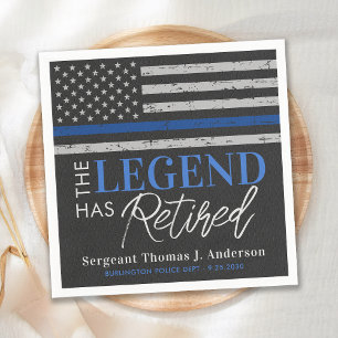Police Retirement Legend Thin Blue Line Party Napkin