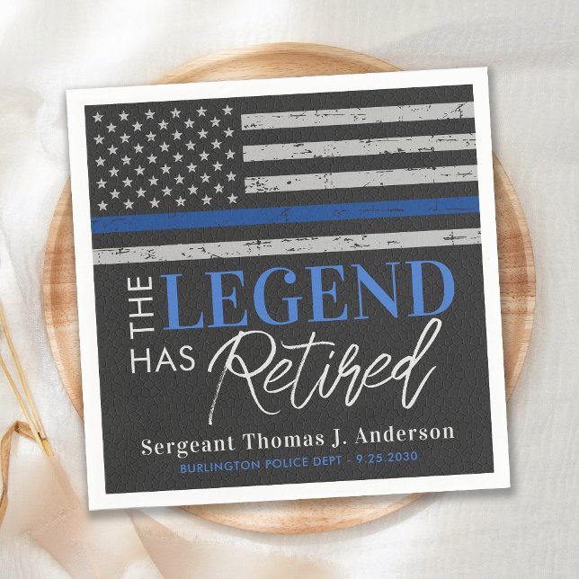 Police Retirement Legend Thin Blue Line Party Napkin (Creator Uploaded)