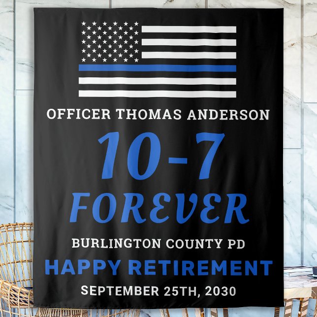 Police Retirement Party 10-7 Thin Blue Line Flag Tapestry (Creator Uploaded)