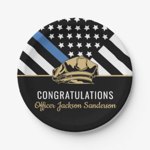 Police Retirement Party Blue Line Congratulations Paper Plate
