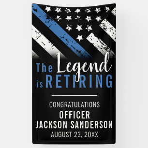 Police Retirement Party Blue Line Law Enforcement Banner