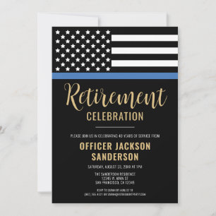Police Retirement Party Blue Line Law Enforcement Invitation