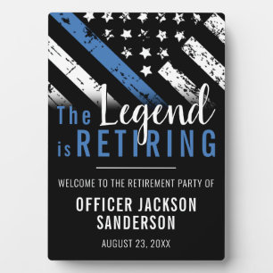 Police Retirement Party Blue Line Law Enforcement Plaque