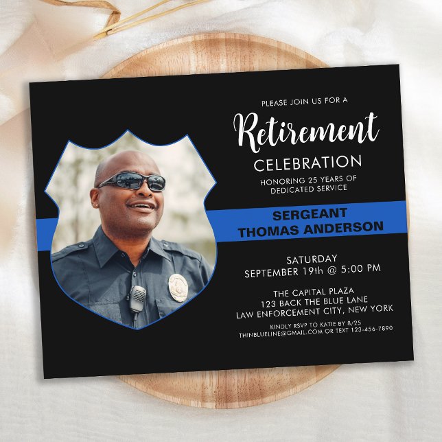 Police Retirement Party Budget Photo Invitation (Creator Uploaded)