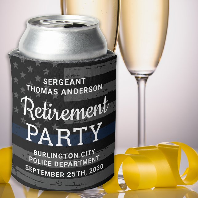 Police Retirement Party Favours Thin Blue Line  Can Cooler (Creator Uploaded)