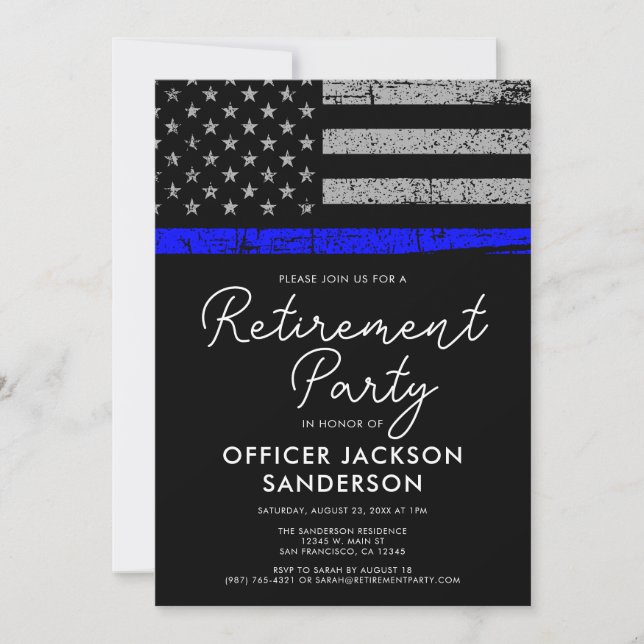 Police Retirement Party Law Enforcement Officer Invitation (Front)