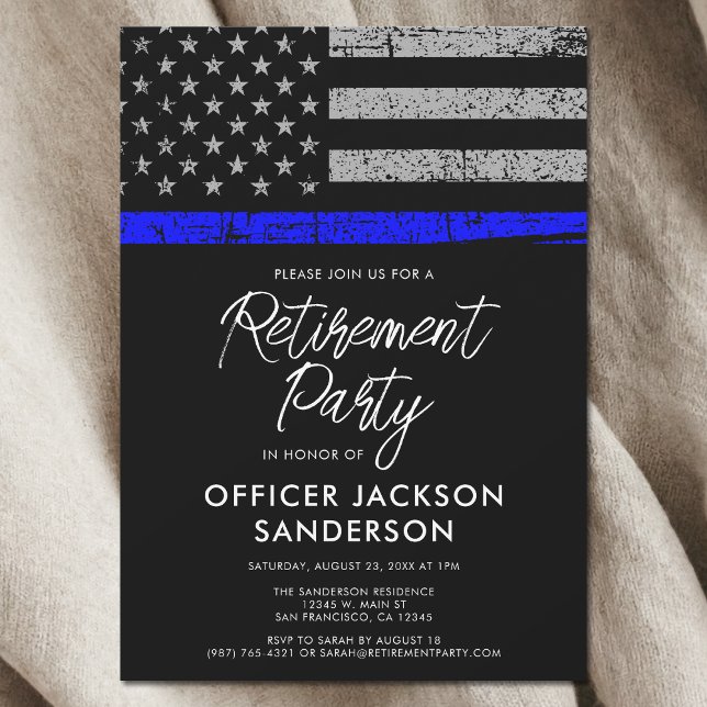 Police  Retirement Party Law Enforcement Officer Invitation (Police Officer Law Enforcement Retirement Party Invitation)