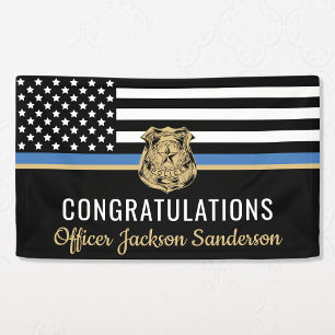 Police Retirement Party Thin Blue Line Banner