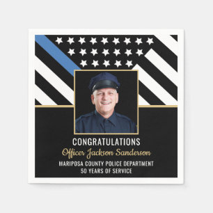 Police Retirement Party Thin Blue Line Flag Photo Napkin