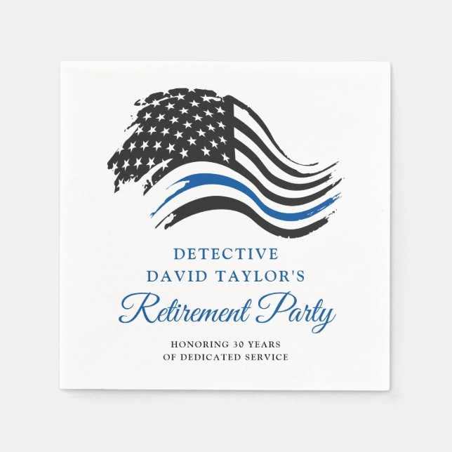 Police Retirement Party Thin Blue Line Napkin (Front)