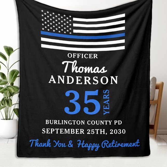 Police Retirement Personalised Law Enforcement  Fleece Blanket (Creator Uploaded)