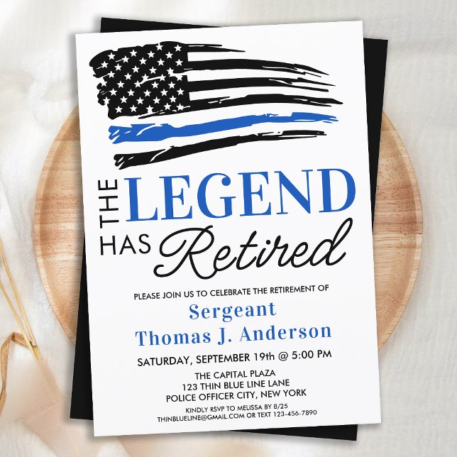 Police Retirement Personalised Legend Has Retired  Invitation (Creator Uploaded)
