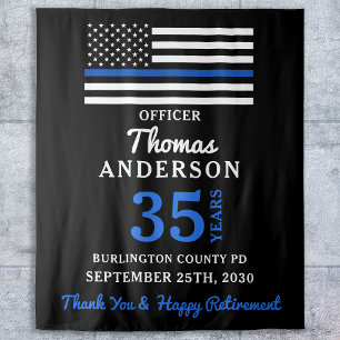 Police Retirement Personalised Thin Blue Line Tapestry