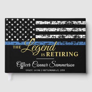 Police Retirement Thin Blue Line American Flag Guest Book