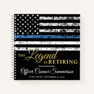 Police Retirement Thin Blue Line Flag Guestbook Notebook