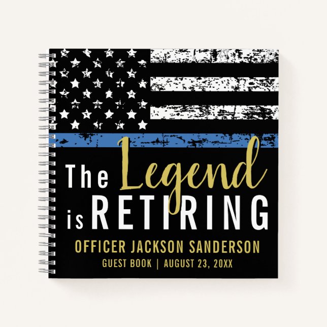 Police Retirement Thin Blue Line Guest Book (Front)