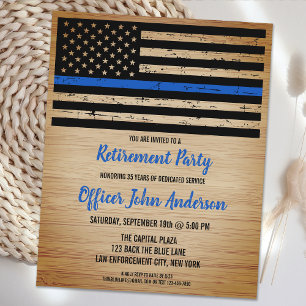 Police Retirement Thin Blue Line Law Enforcement Announcement Postcard