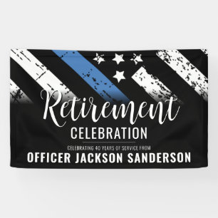 Police Retirement Thin Blue Line Law Enforcement Banner