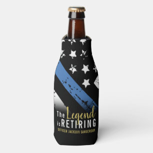 Police Retirement Thin Blue Line Law Enforcement Bottle Cooler