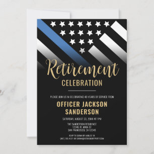 Police Retirement Thin Blue Line Law Enforcement Invitation