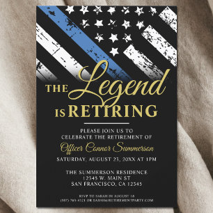 Police Retirement Thin Blue Line Law Enforcement Invitation