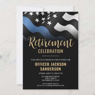 Police Retirement Thin Blue Line Law Enforcement Invitation