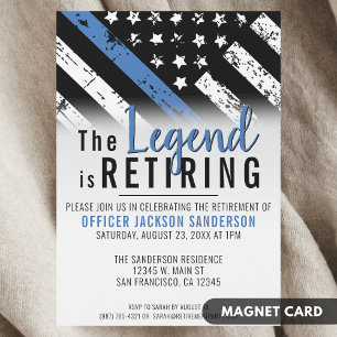 Police Retirement Thin Blue Line Law Enforcement Magnetic Invitation