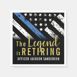 Police Retirement Thin Blue Line Law Enforcement Napkin