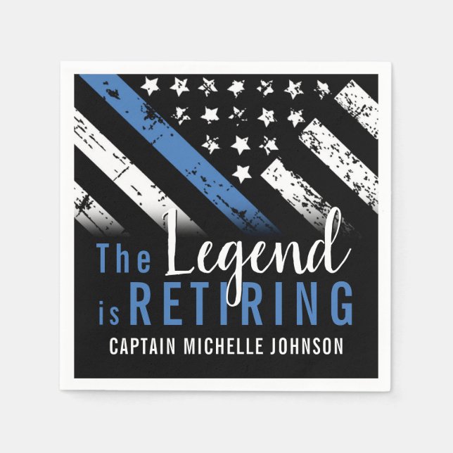 Police Retirement Thin Blue Line Law Enforcement Napkin (Front)