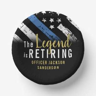 Police Retirement Thin Blue Line Law Enforcement Paper Plate